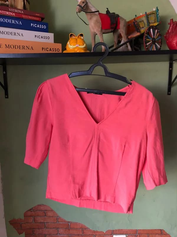 Blusa coral em viscolinho
