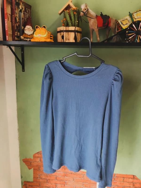 Blusa azul canelada