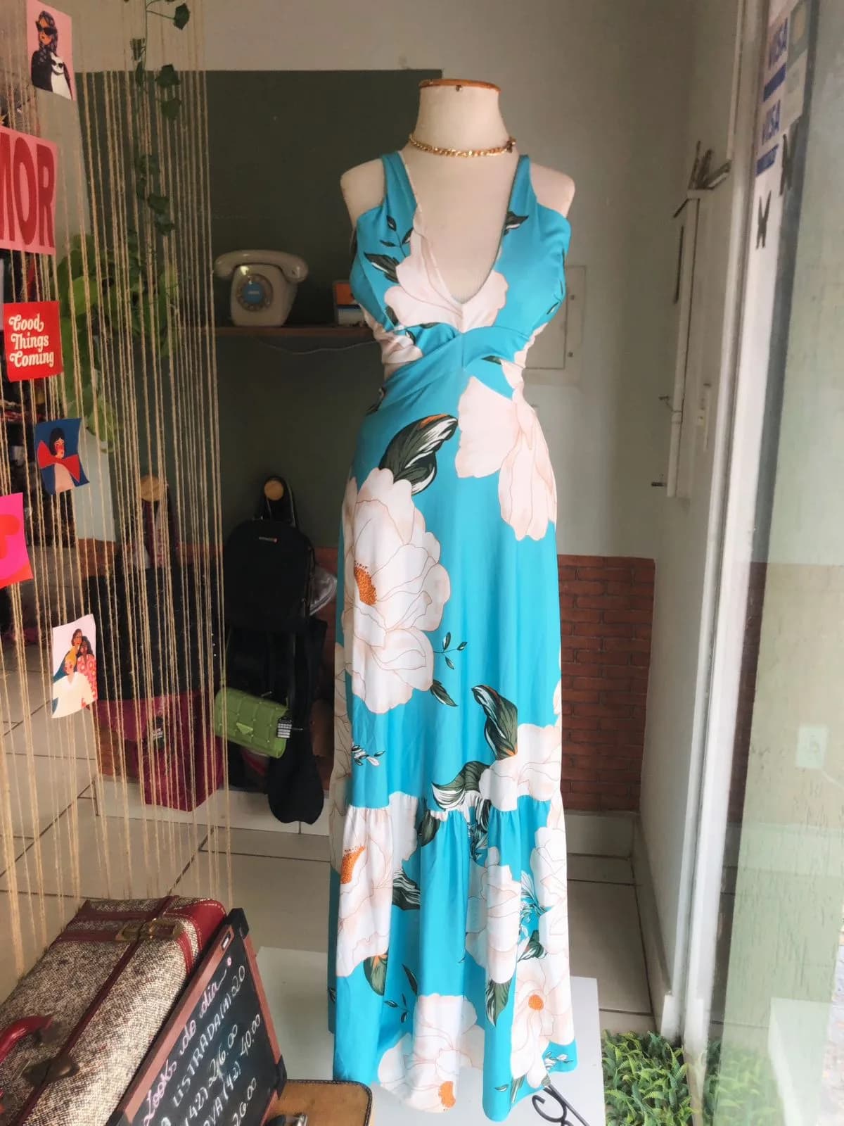 ♡ Vestido azul com estampa floral