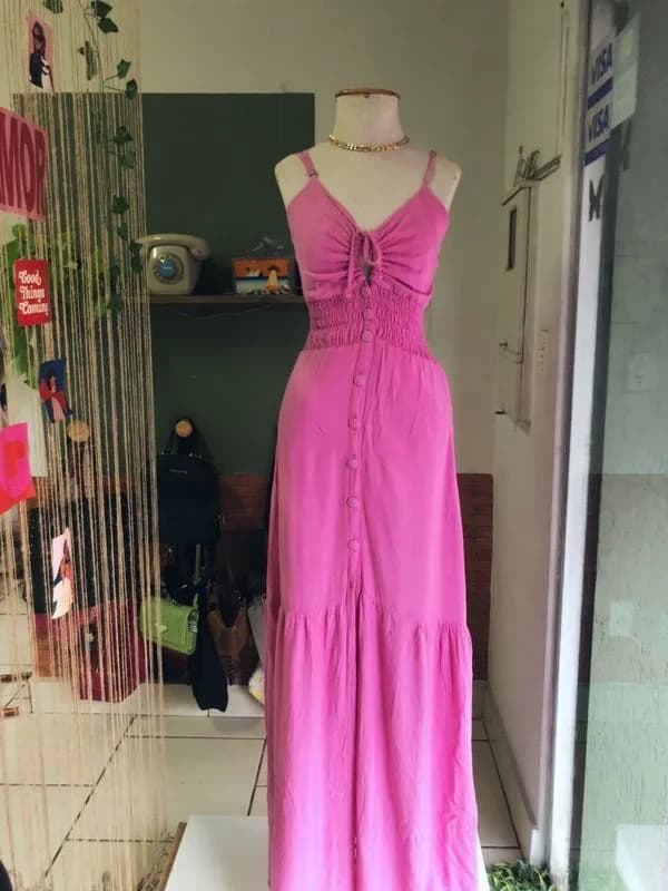 ♡ Vestido longo rosa
