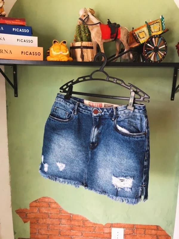 ♡ Saia jeans destroyed