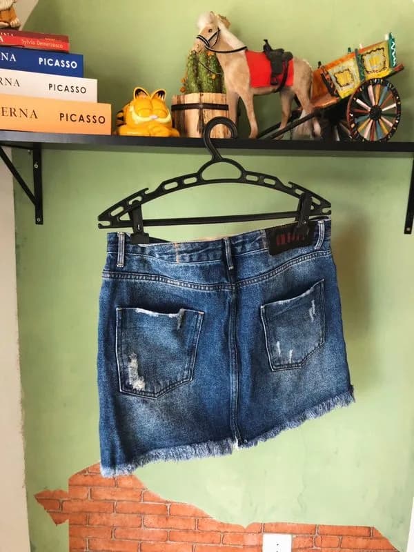 ♡ Saia jeans destroyed