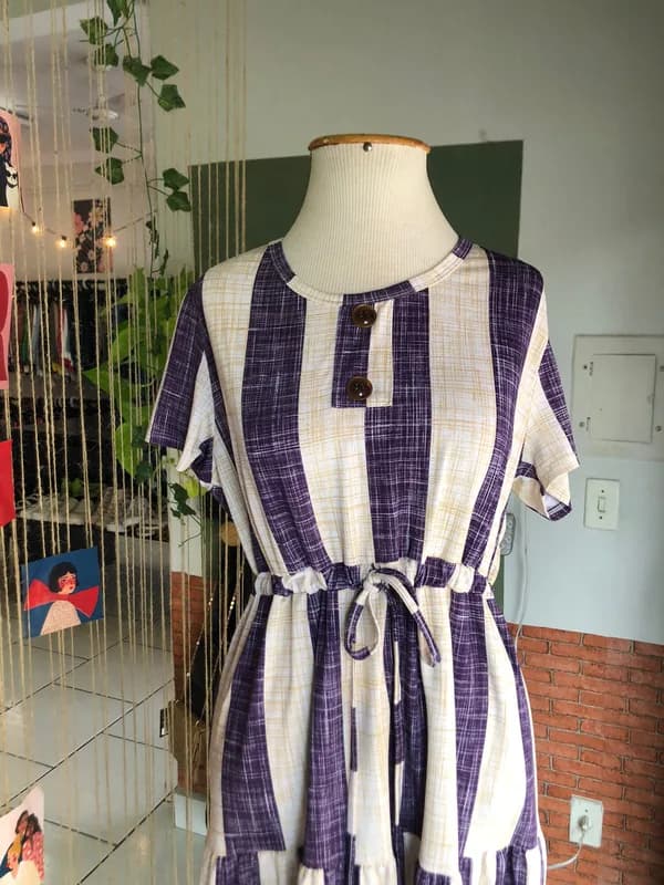 ♡ Vestido roxo e bege