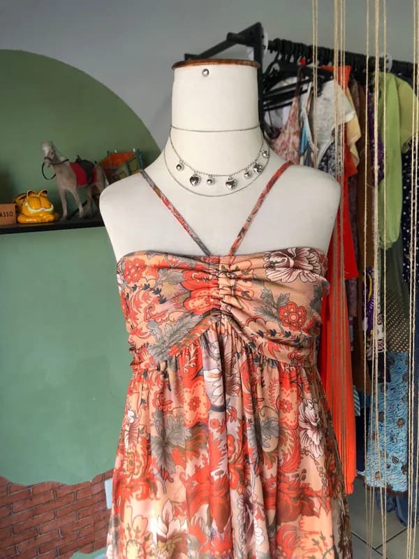 ♡ Vestido laranja estampado