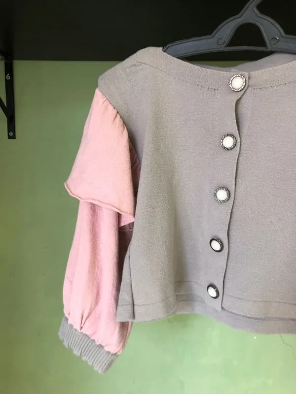 ♡ Cropped cinza e rosa