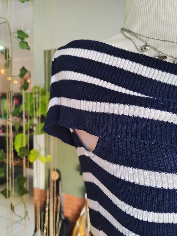 ♡ Ciganinha azul e branca listrada